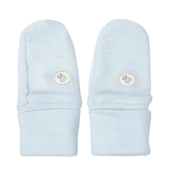 Klorevotter til nyfødt fra Lillelam i 100% merinoull i fargen lyseblå