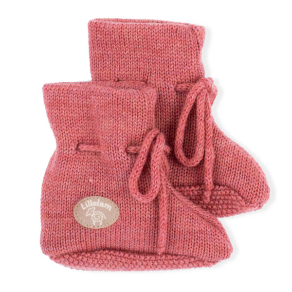 Ulltøfler til baby fra Lillelam i 100% merinoull i fargen cerise