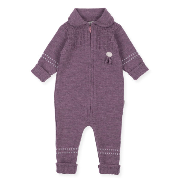 Lillelam_Sparkedress classic_plomme - Babysuit classic_plum 1 Ulldress til baby med glidelås