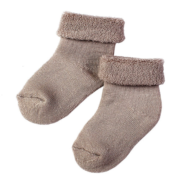 Tykke sokker i ullfrottè fra Lillelam i fargen beige