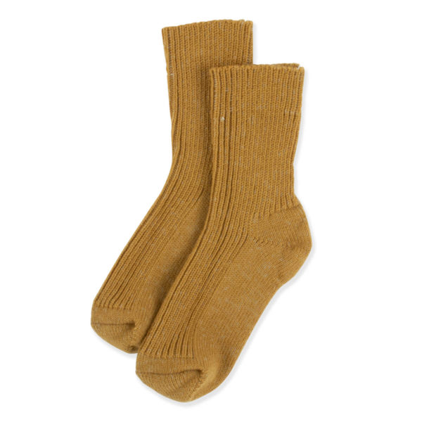 ullsokk til barn fra Lillelam i myk merinoull i fargen oker