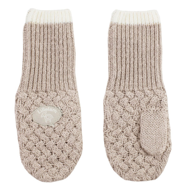 Votter til barn fra Lillelam i 100% merinoull, i fargen beige