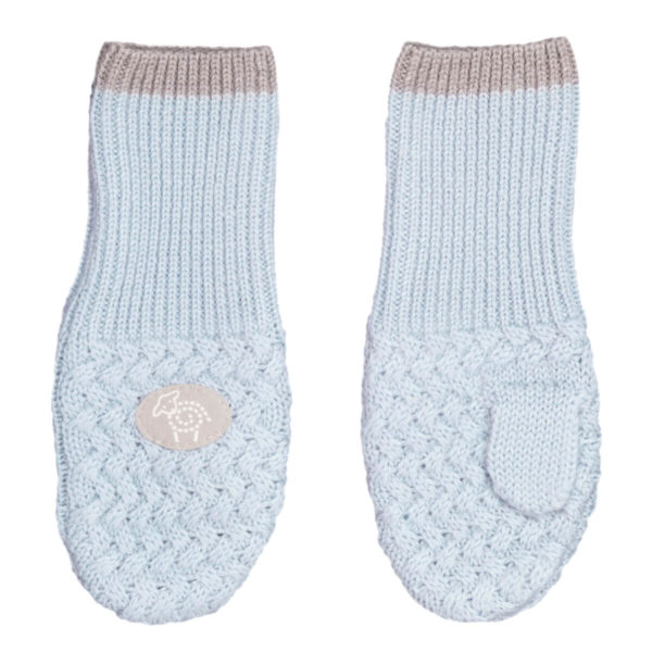 Votter til barn fra Lillelam i 100% merinoull, i fargen lyseblå