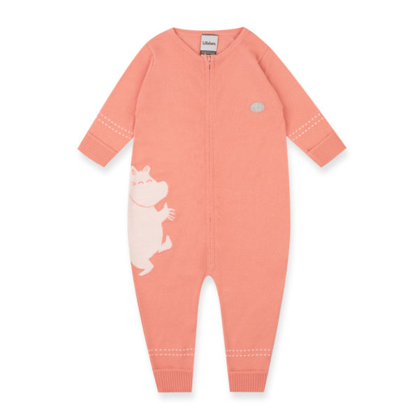 Lillelam_Sparkedress tynn Mummi_fersken - Babysuit thin Moomin_peach 1 Sparkedress med Mummitrollet i merinoull