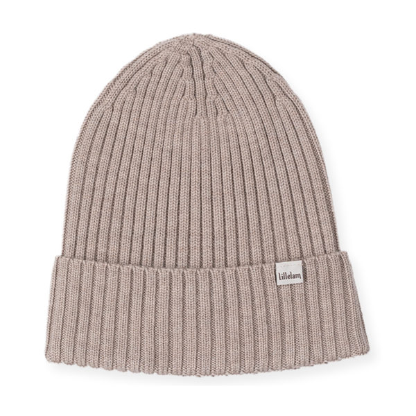 Lillelam_Lue ribb_beige - Hat rib_beige Ulllue til barn