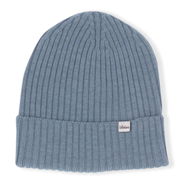 Lillelam_Lue ribb_mellomblå - Hat rib_medium blue Ulllue til barn