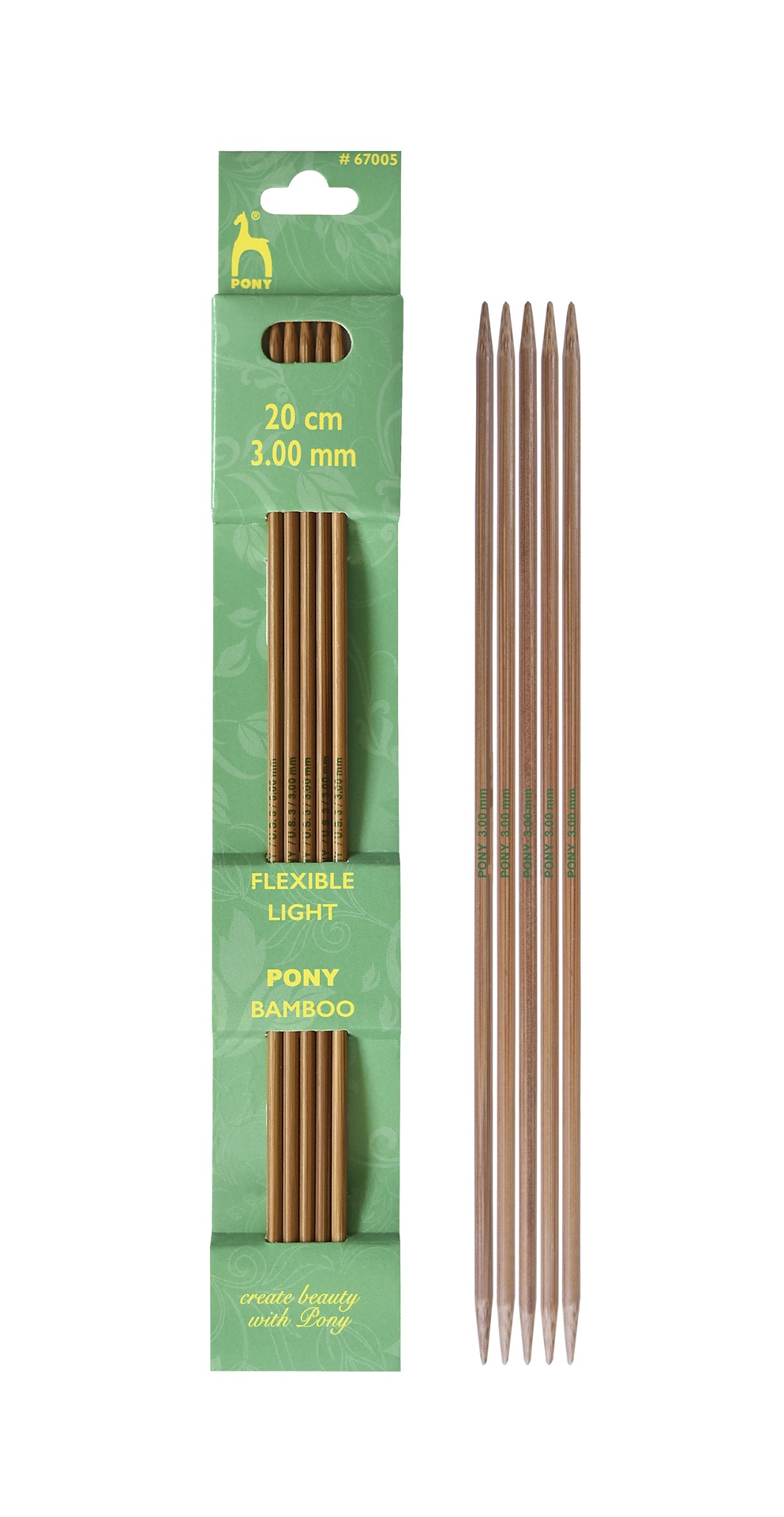 Lillelam Pony strømpepinne bambus 20 cm